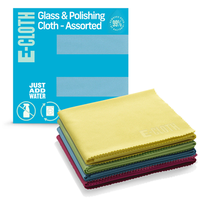 Glass & Polishing Cloths - Assorted Colors - 4 pack